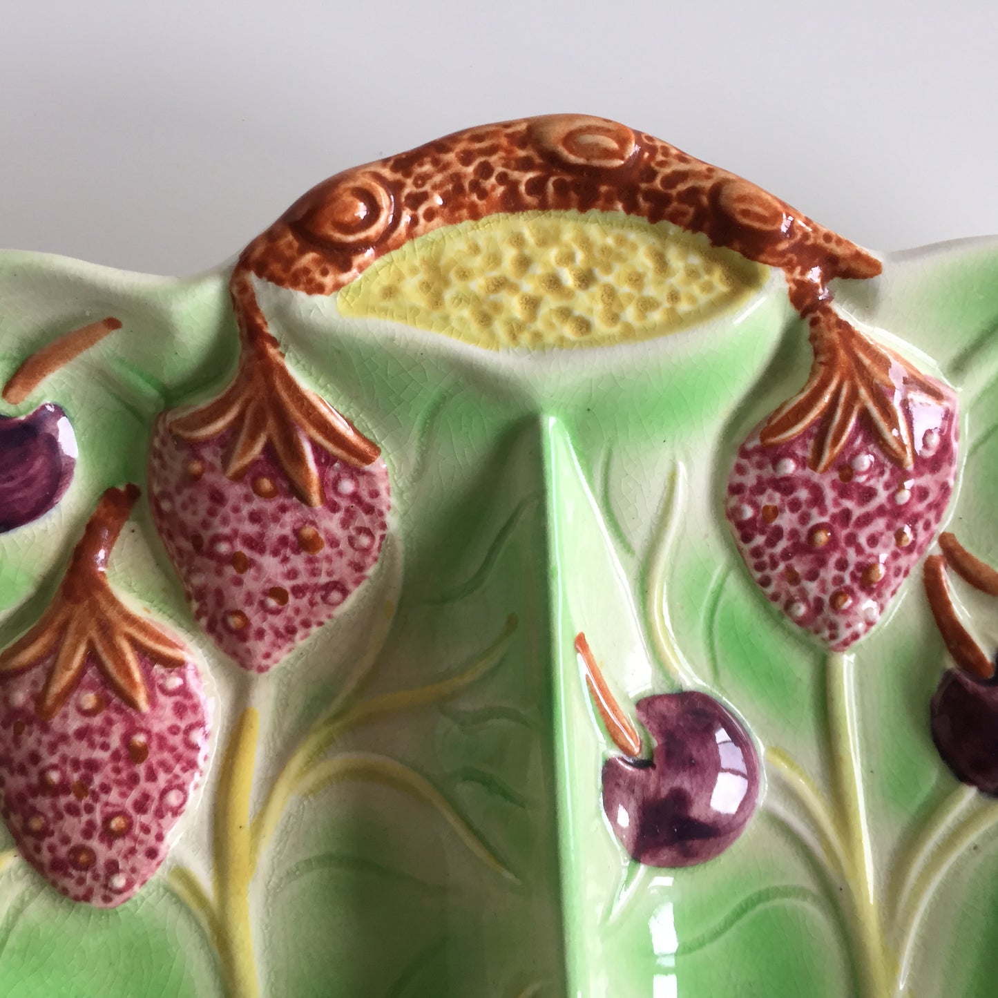 Art Deco Vintage Embossed Ceramic Leaf Shaped Serving Dish  Made in England