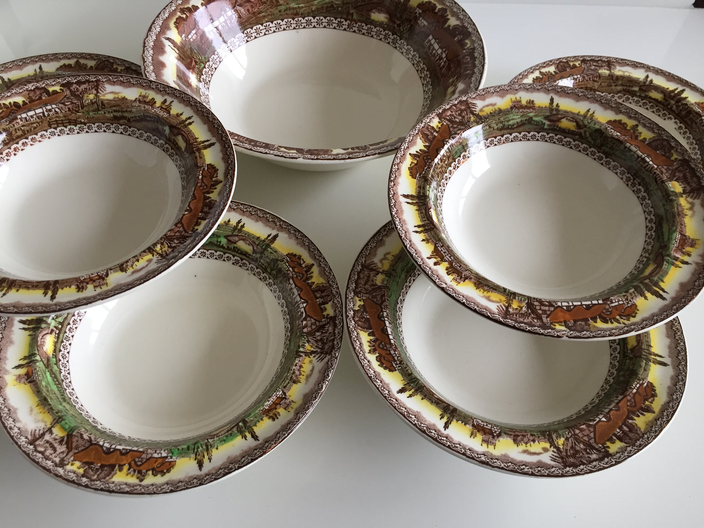 Vintage Empire England Brown "Devon" Compote Bowl Set of 7