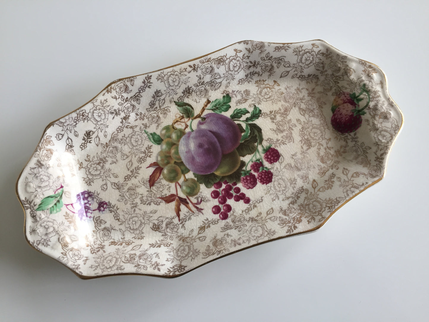 Vintage James Kent Old Foley Sandwich Tray Fruit Design