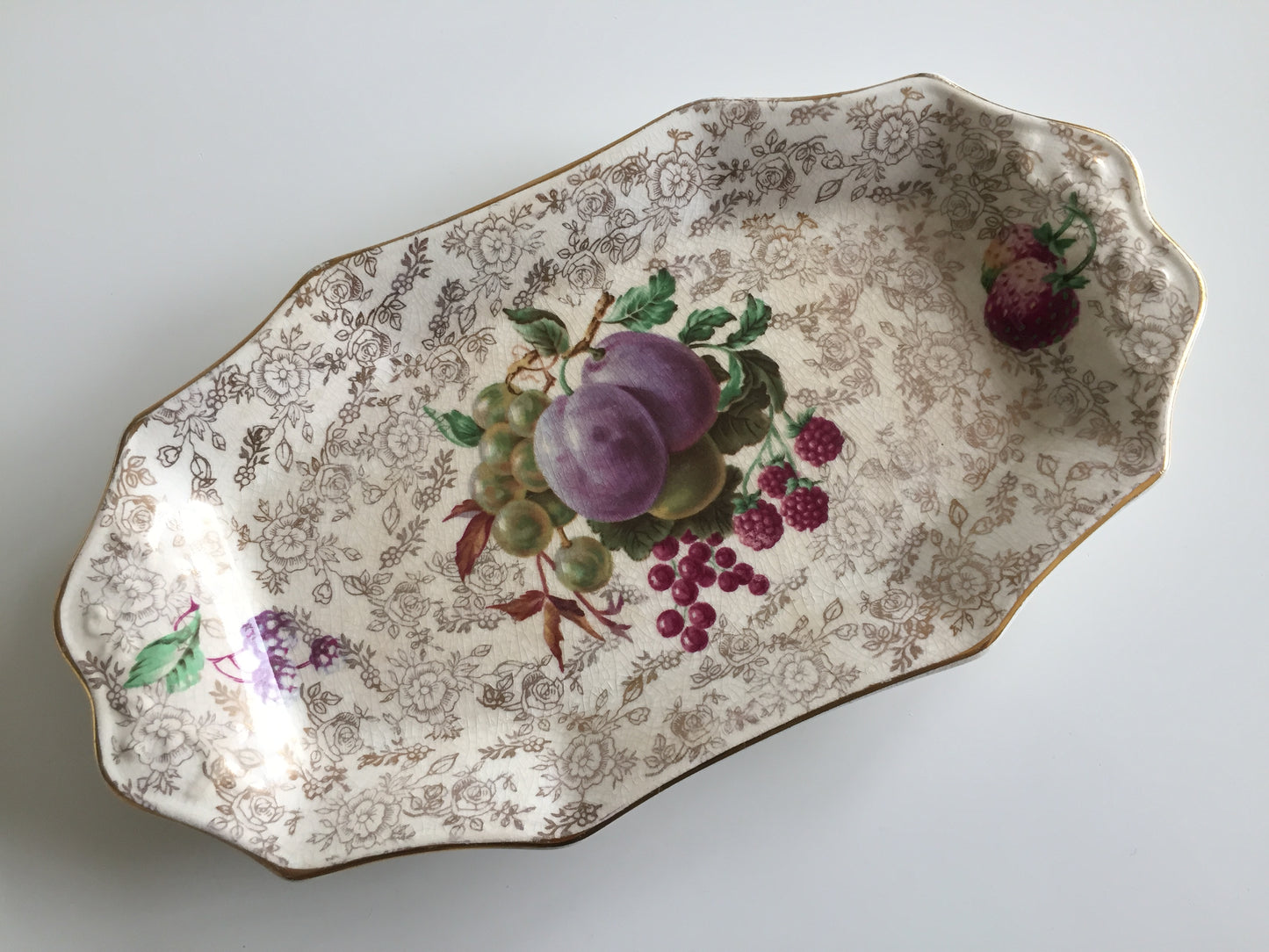 Vintage James Kent Old Foley Sandwich Tray Fruit Design