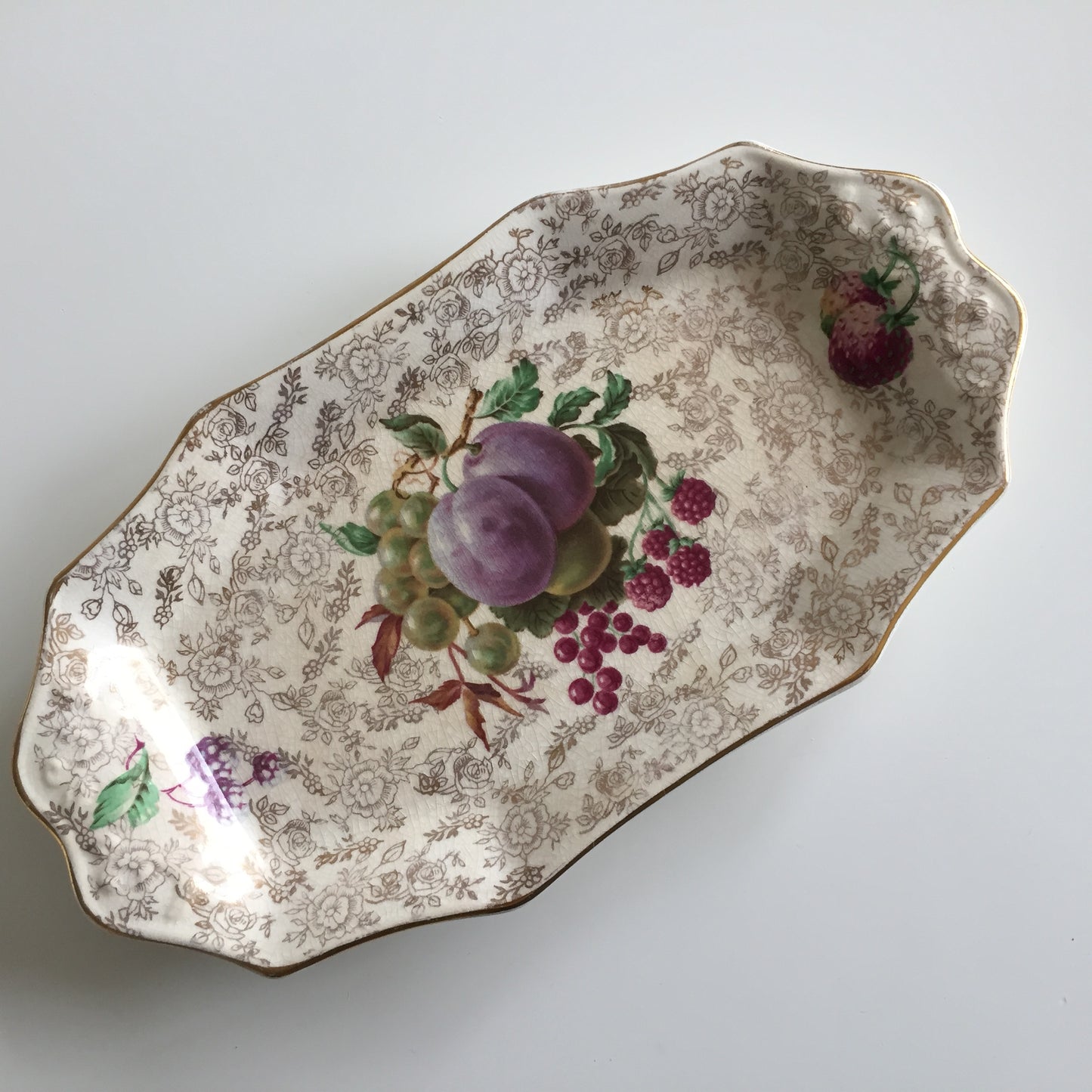 Vintage James Kent Old Foley Sandwich Tray Fruit Design