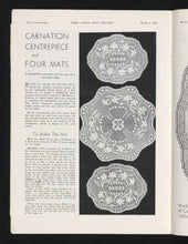 Load image into Gallery viewer, Mary Card Designed &quot;CARNATION &amp; DRAGONFLY&quot; Oval Mat of Luncheon Set (1936) - Collectible Art Deco Vintage Lace