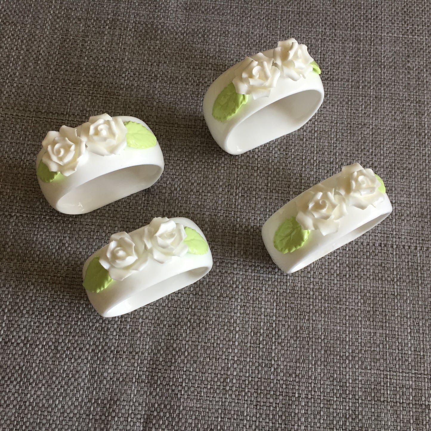Vintage Porcelain Rose Napkin Rings | Set of 4
