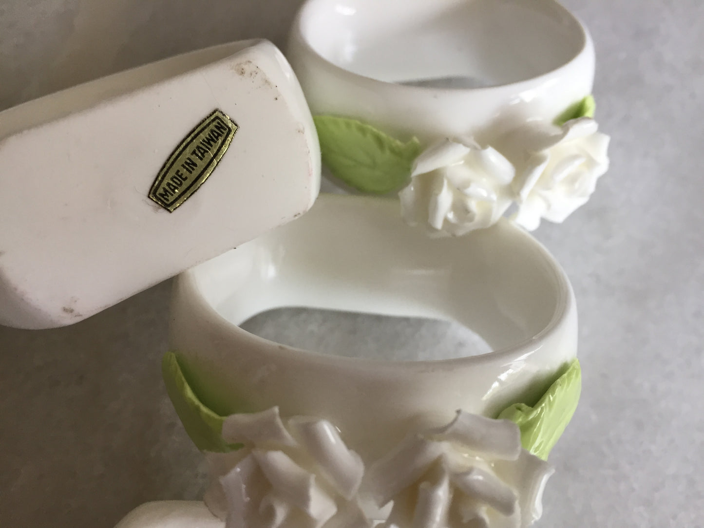 Vintage Porcelain Rose Napkin Rings | Set of 4