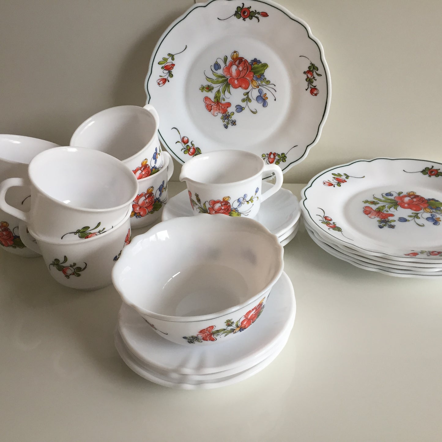 Vintage Arcopal France Tea Set "Ronsard / Provincial Floral" 20 pcs for 6 People
