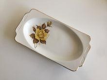 Load image into Gallery viewer, Wood &amp; Sons Vintage Sandwich / Cake / Trinket Tray Yellow Rose Pattern