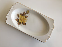 Load image into Gallery viewer, Wood &amp; Sons Vintage Sandwich / Cake / Trinket Tray Yellow Rose Pattern