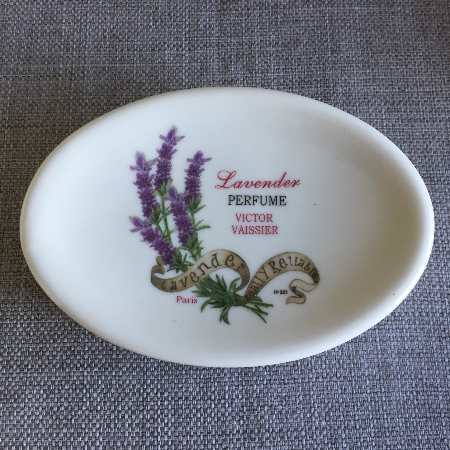 Victor Vaissier Paris French Vintage Lavender Perfume Porcelain Soap Dish