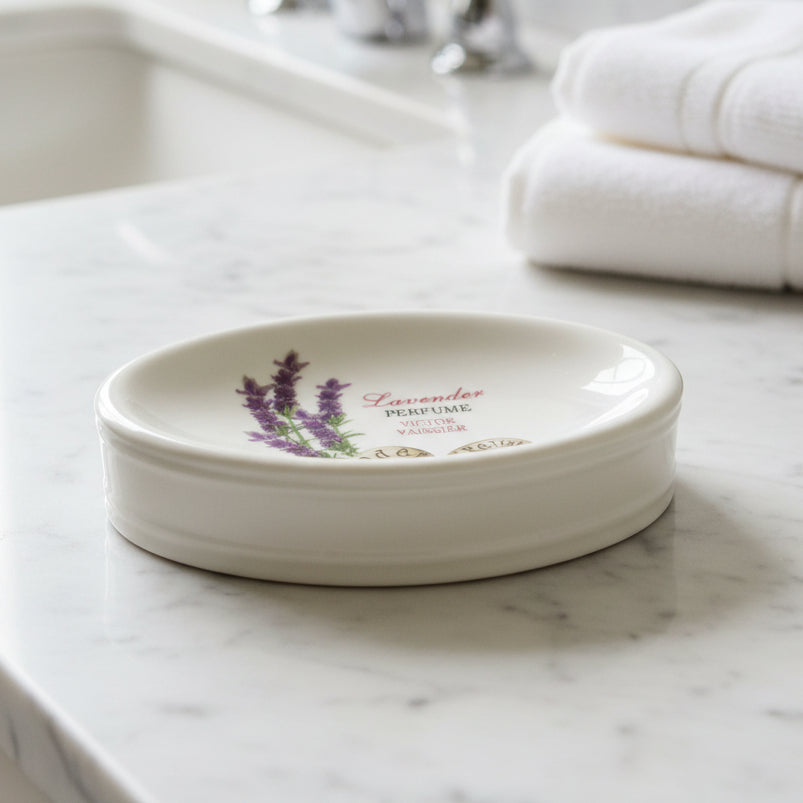 Victor Vaissier Paris French Vintage Lavender Perfume Porcelain Soap Dish