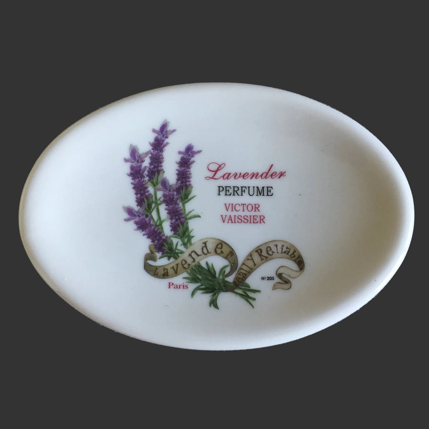 Victor Vaissier Paris French Vintage Lavender Perfume Porcelain Soap Dish