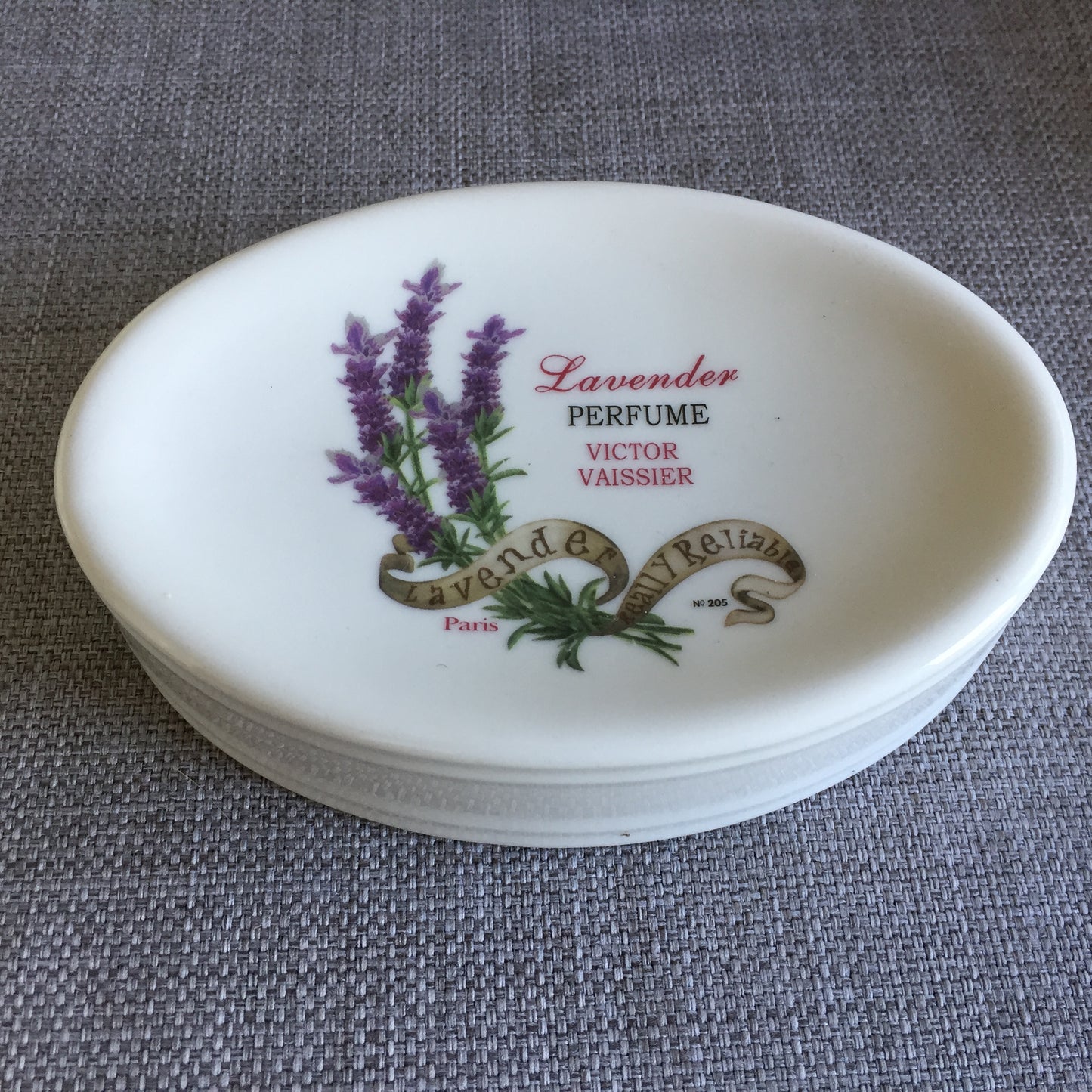 Victor Vaissier Paris French Vintage Lavender Perfume Porcelain Soap Dish