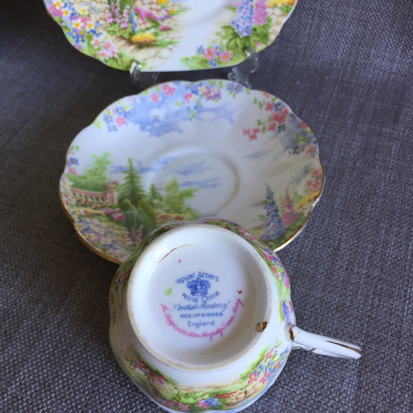 Royal Albert Kentish Rockery Garden Pattern Demitasse Trio Fine Bone China
