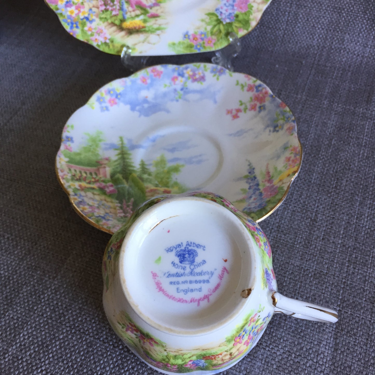 Royal Albert Kentish Rockery Garden Pattern Demitasse Trio Fine Bone China