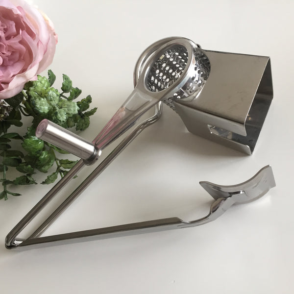 Stainless Steel Handheld Rotary Cheese Grater with Crank Handle
