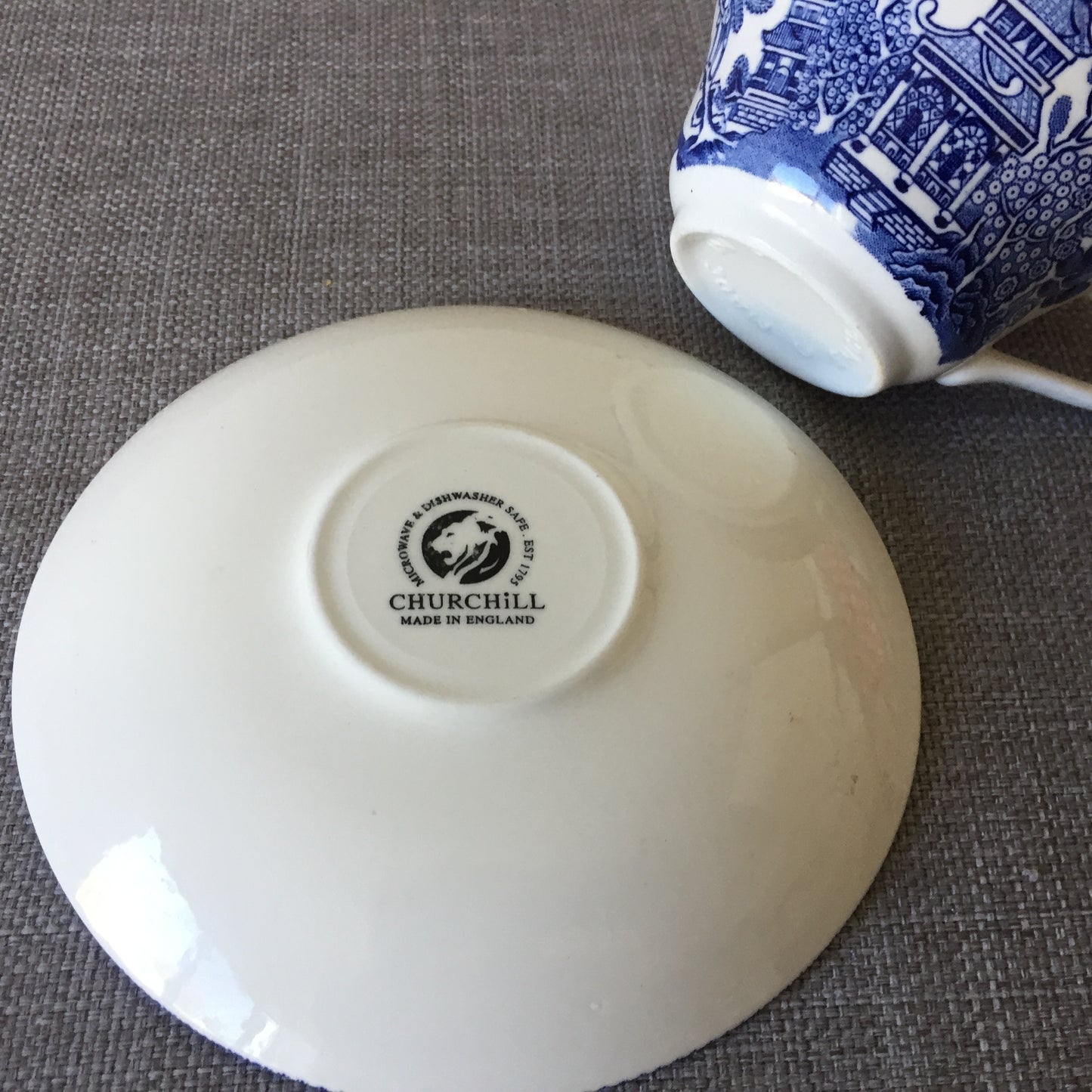 Churchill Oriental Blue Willow Ceramic Teacup & Saucer Made in England