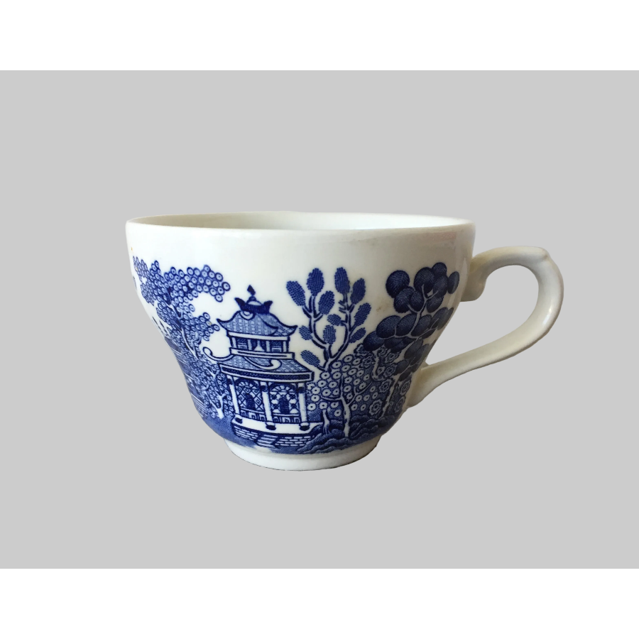 Vintage Oriental Blue Willow Ceramic Teacup Made in England Churchill