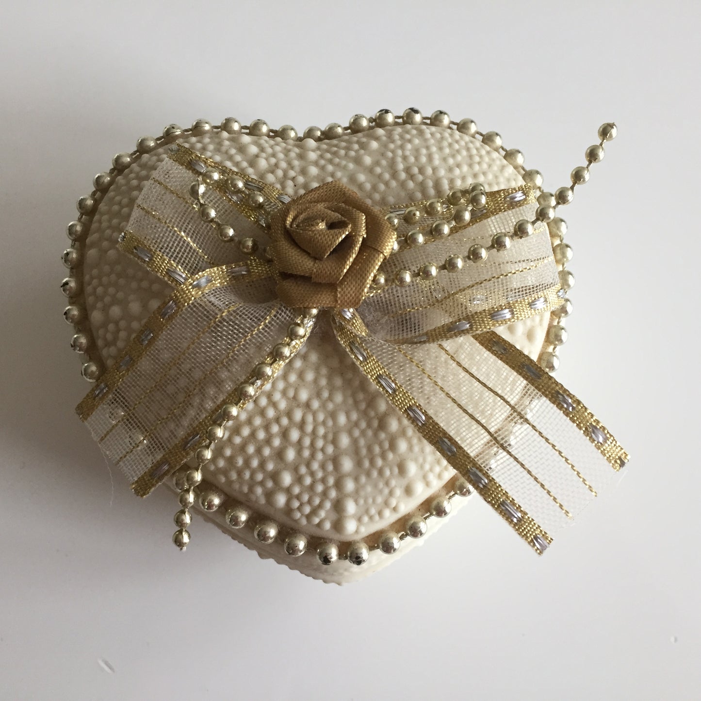 Heart Shaped Jewelry Box | Romantic Keepsake Decor with Roses and Bow