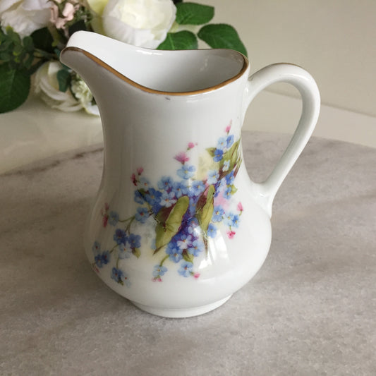 Vintage Porcelain Creamer Made in Czechoslovakia | Blue Forget-me-nots