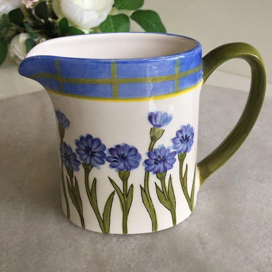 Hand Painted Porcelain Creamer with Blue Floral Pattern