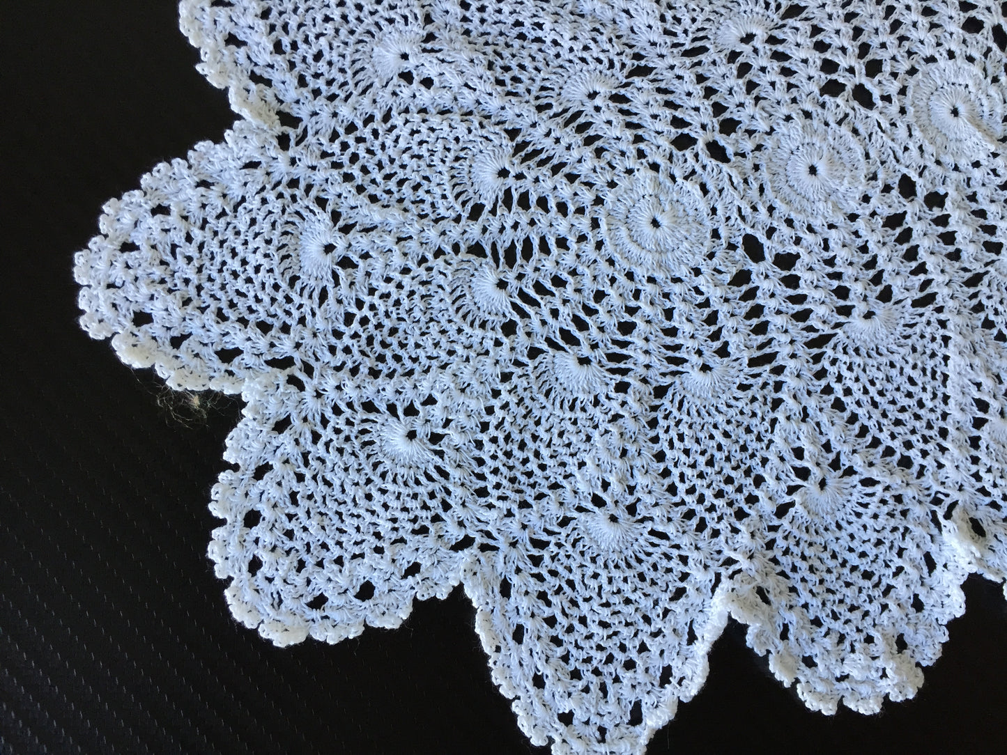 Vintage Oblong White Cotton Crochet Lace Table Centre Doily | Tray Cloth