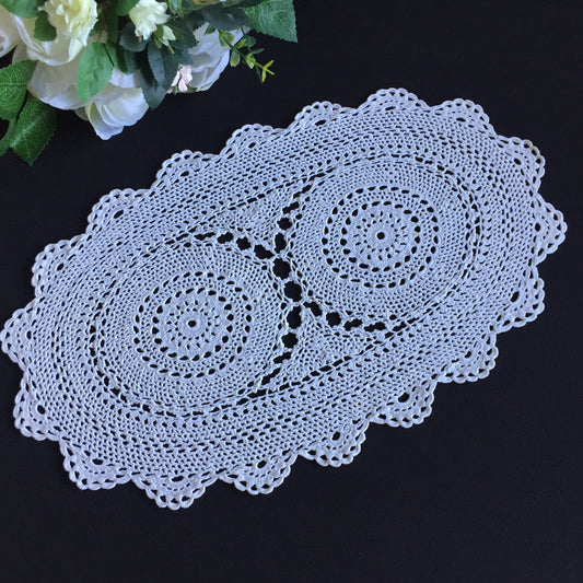 Mid-Century Vintage Handmade Cotton Crochet Lace Doily