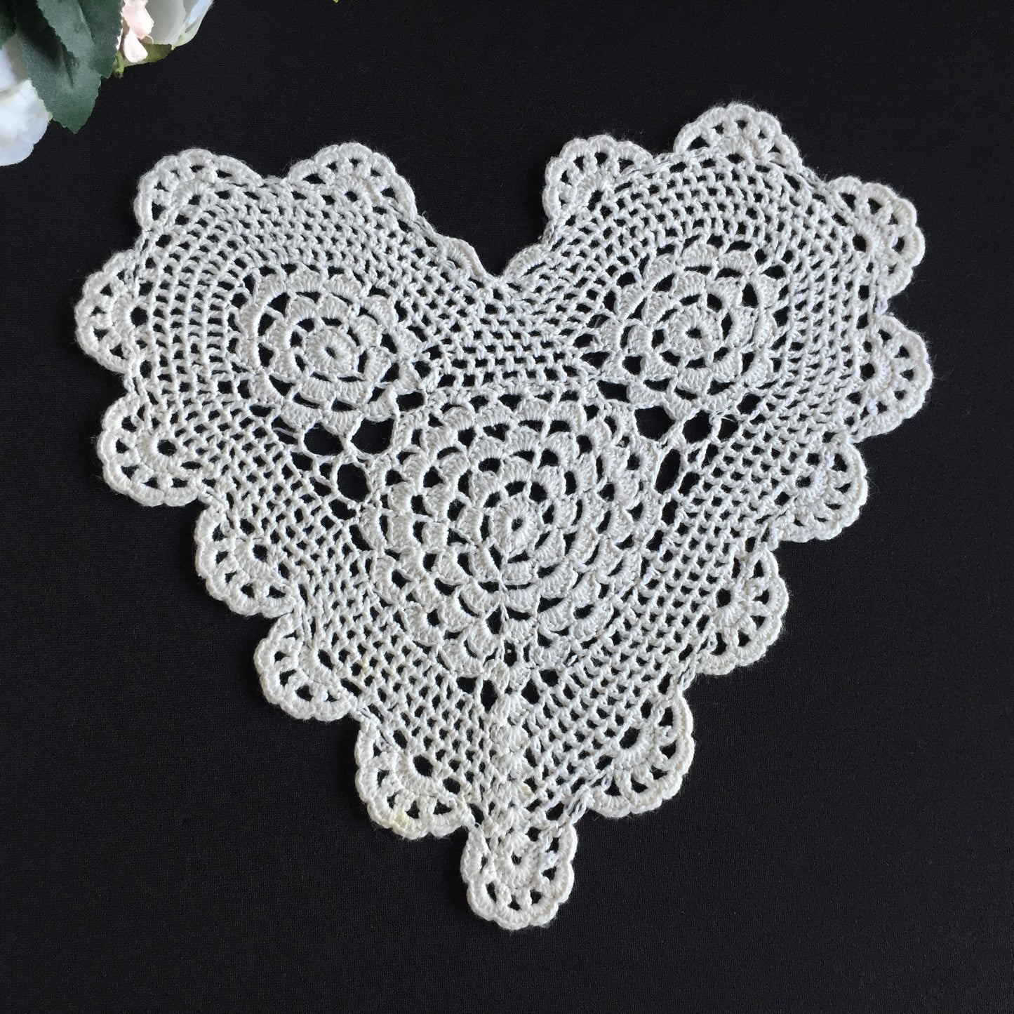 Mid-Century Vintage Handmade Cotton Crochet Lace Doily