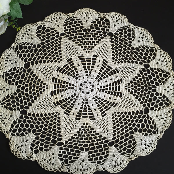 Vintage Handmade Cotton Crochet Lace Table Centrepiece Doily