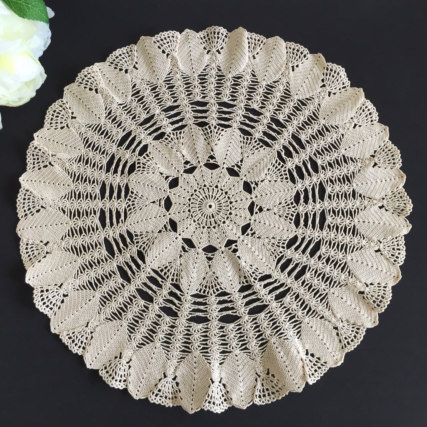 Vintage Handmade White Crochet Lace Table Centre Doily