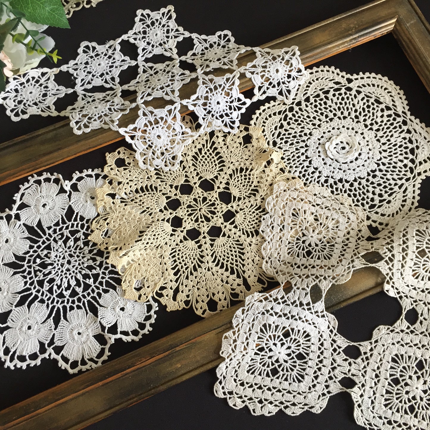 Curated Eclectic Selection of Handmade 1950s Vintage Cotton Lace Doilies