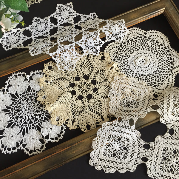 Curated Eclectic Selection of Handmade 1950s Vintage Cotton Lace Doilies