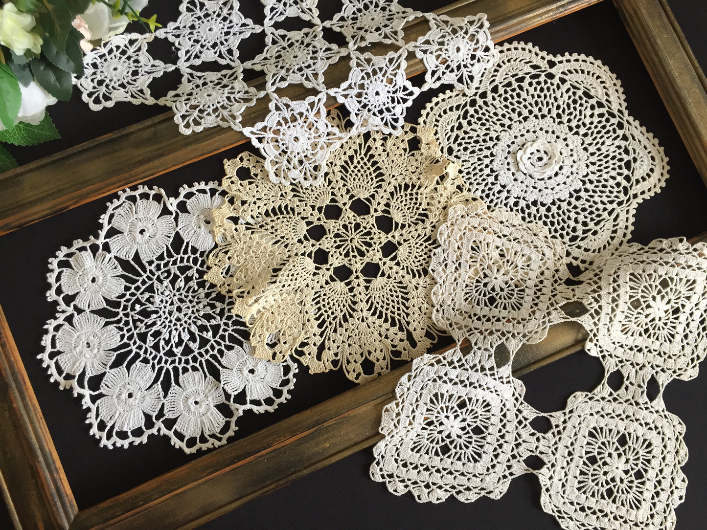 Curated Eclectic Selection of Handmade 1950s Vintage Cotton Lace Doilies