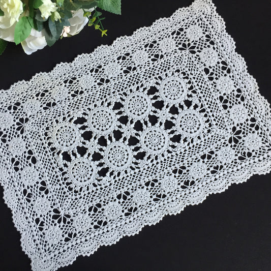 Mid-Century Vintage Handmade Cotton Crochet Lace Doily