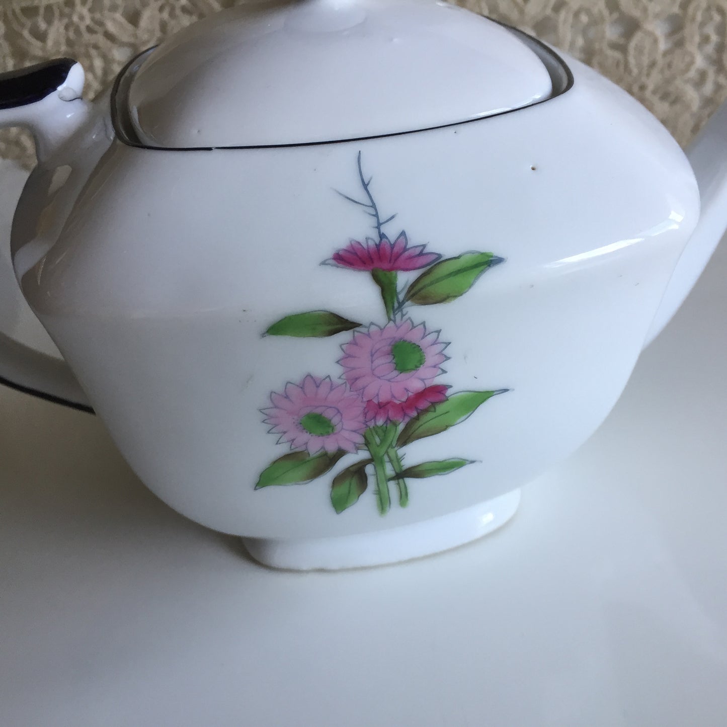 ROKKO Japanese Vintage Teapot Art Deco Floral Pattern