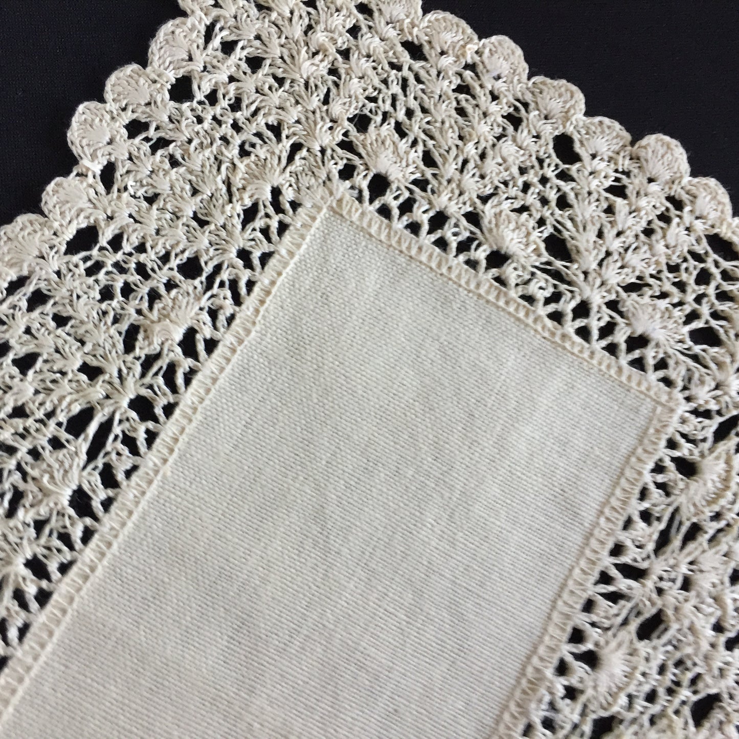 A Pair of Edwardian Antique Linen Centre Doilies with a Crochet Lace Border