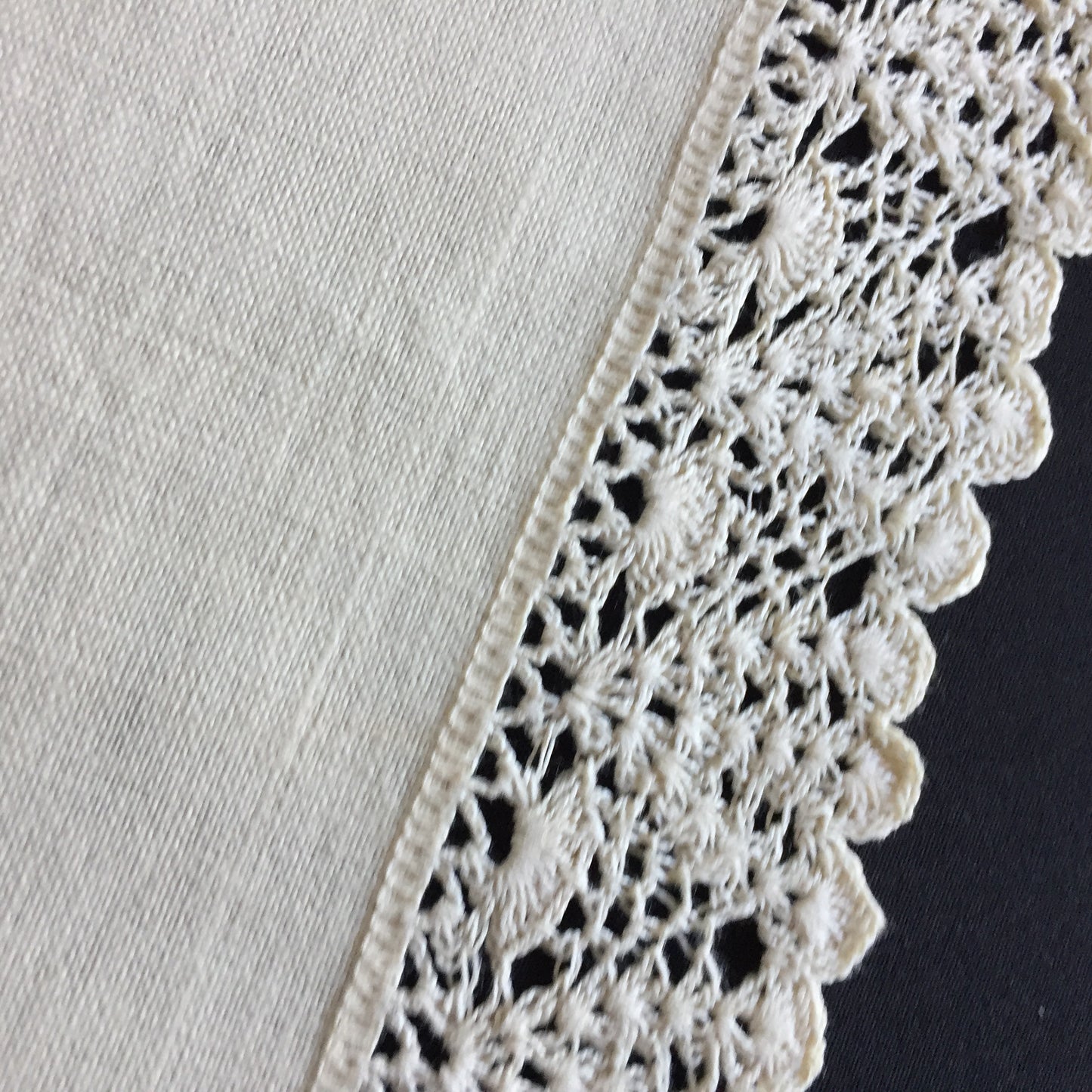 A Pair of Edwardian Antique Linen Centre Doilies with a Crochet Lace Border