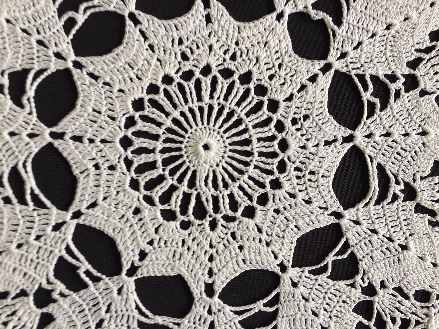 Mid-Century Handmade Vintage Crocheted White Cotton Lace 13.5" Doily