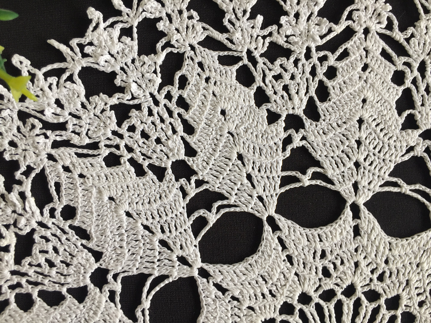 Mid-Century Handmade Vintage Crocheted White Cotton Lace 13.5" Doily