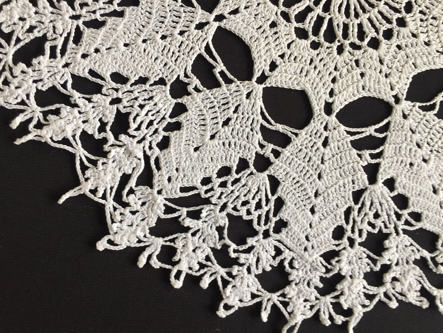 Mid-Century Handmade Vintage Crocheted White Cotton Lace 13.5" Doily