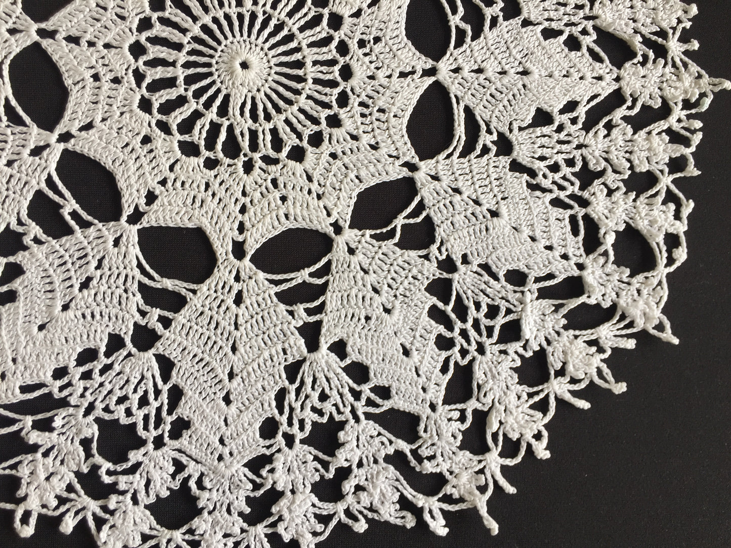 Mid-Century Handmade Vintage Crocheted White Cotton Lace 13.5" Doily