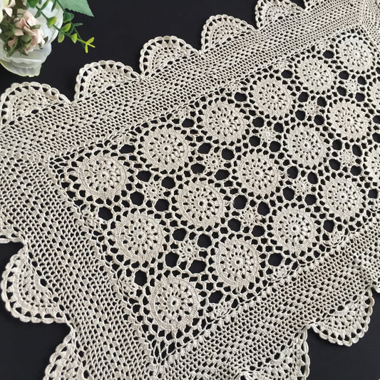 Vintage Crocheted Lace Centrepiece Doily | Handmade Ecru Cotton Table Mat