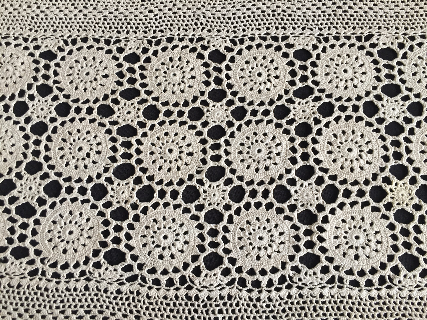 Vintage Crocheted Lace Centrepiece Doily | Handmade Ecru Cotton Table Mat