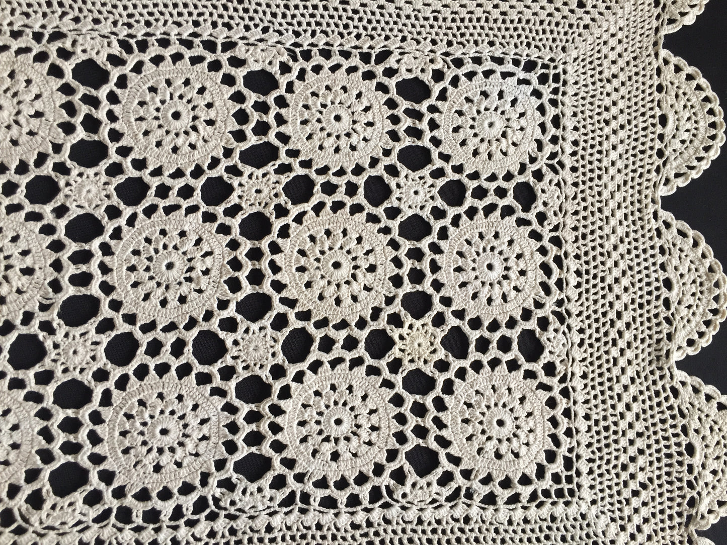 Vintage Crocheted Lace Centrepiece Doily | Handmade Ecru Cotton Table Mat