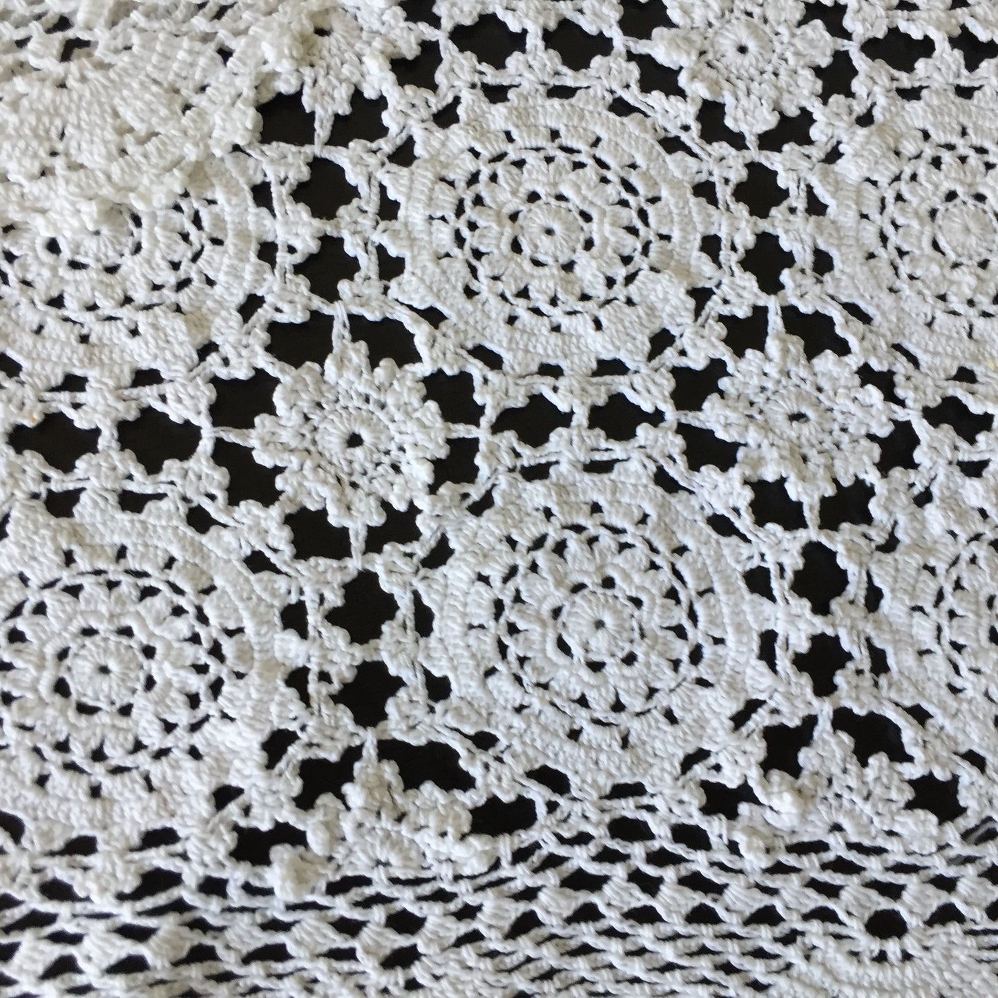 A Pair of Crochet Lace Placemats - Large White Cotton Vintage Doilies