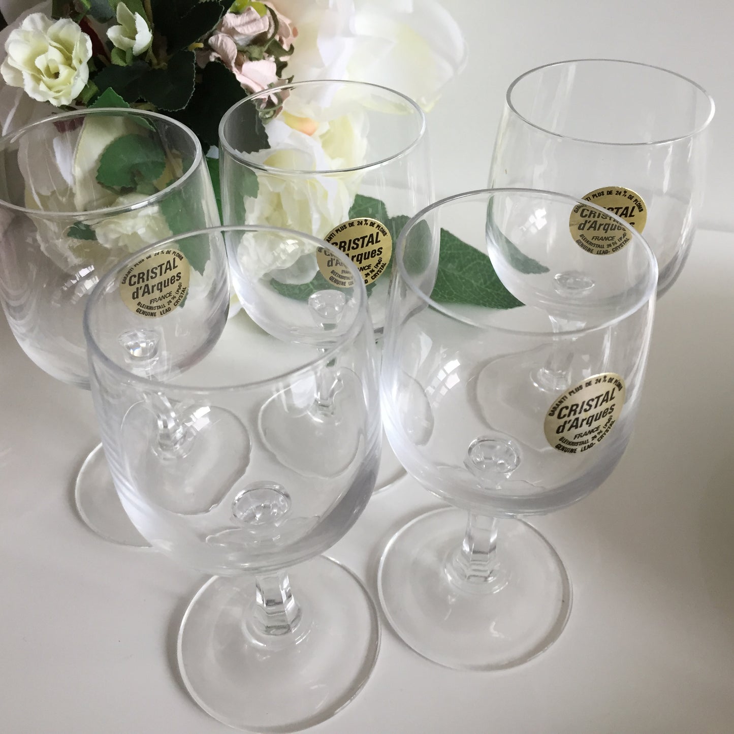 Cristal D'Arques Diamond Lead Crystal Wine Goblets Set of 6 | Vintage