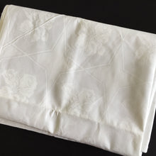 Load image into Gallery viewer, Unused 1990s Vintage White Damask Tablecloth with Rose Bouquet Pattern
