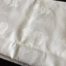 Load image into Gallery viewer, Unused 1990s Vintage White Damask Tablecloth with Rose Bouquet Pattern