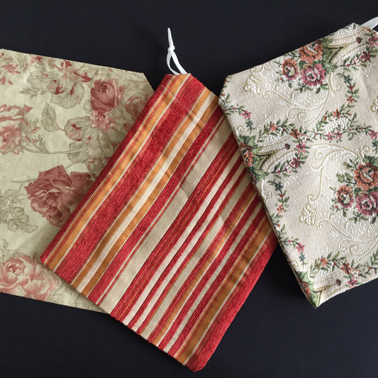 Unused Vintage Drawstring Tapestry Fabric Storage/Gift Bags