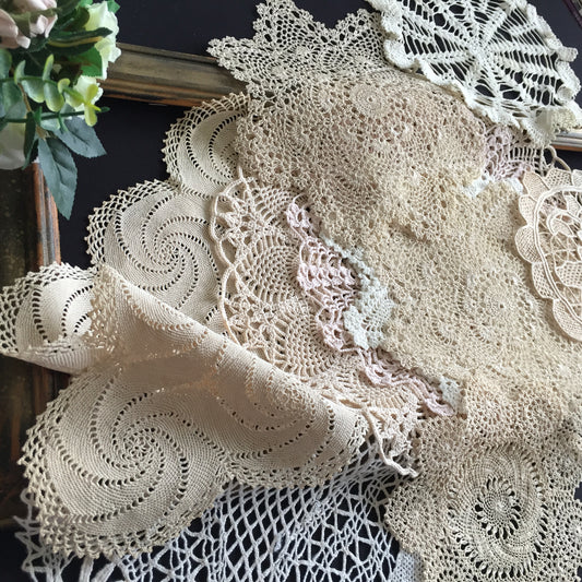 Curated Eclectic Selection of Cotton Lace  Doilies | Vintage Handmade