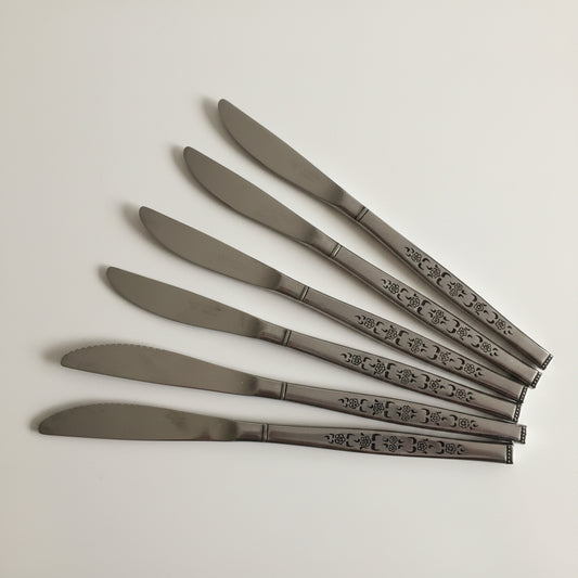 Wiltshire Dinner/Luncheon Knives Set of 6 Vintage Flatware Stainless Steel