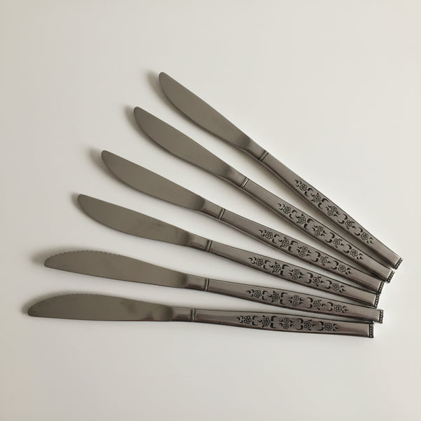 Wiltshire Dinner/Luncheon Knives Set of 6 Vintage Flatware Stainless Steel